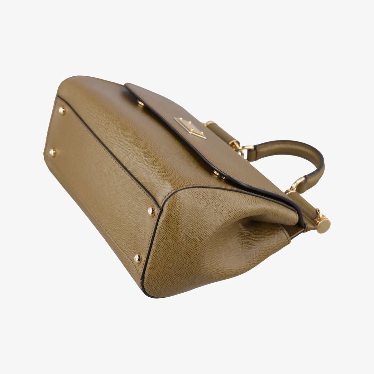 Pre-owned Dolce & Gabbana SICILY khaki Leather  shoulderbag | stylenewstar