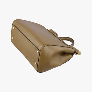 Pre-owned Dolce & Gabbana SICILY khaki Leather  shoulderbag | stylenewstar