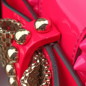 Secondhand Christian Louboutin Sweet Charity Scarabe Spike Rose Patent Leather  shoulderbag | stylenewstar
