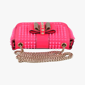 Secondhand Christian Louboutin Sweet Charity Scarabe Spike Rose Patent Leather  shoulderbag | stylenewstar
