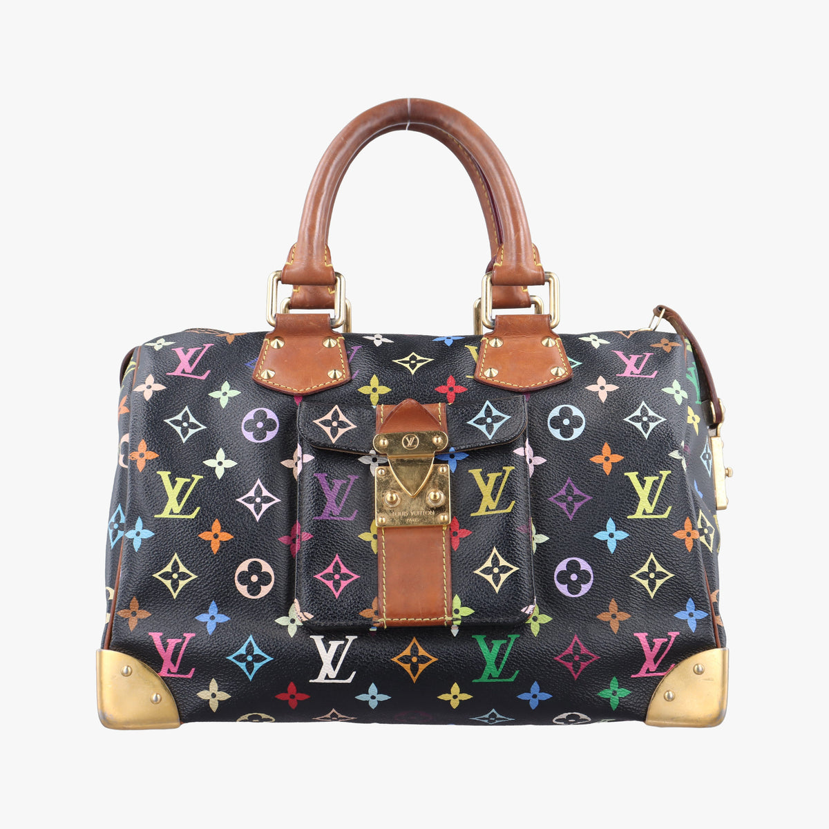 Secondhand Louis Vuitton SPEEDY 30 noir Monogram Multicolor M92642 handbag | stylenewstar