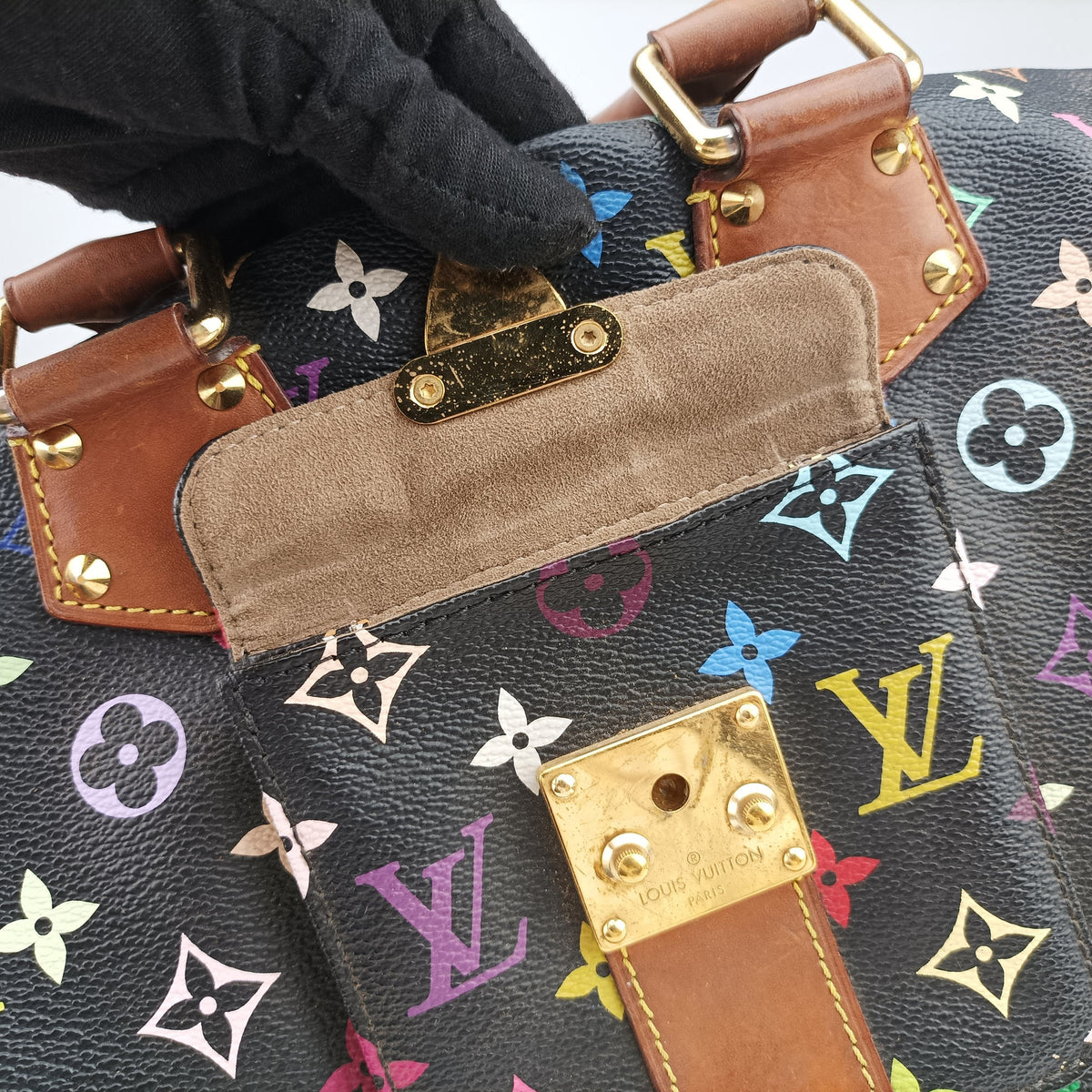 Secondhand Louis Vuitton SPEEDY 30 noir Monogram Multicolor M92642 handbag | stylenewstar