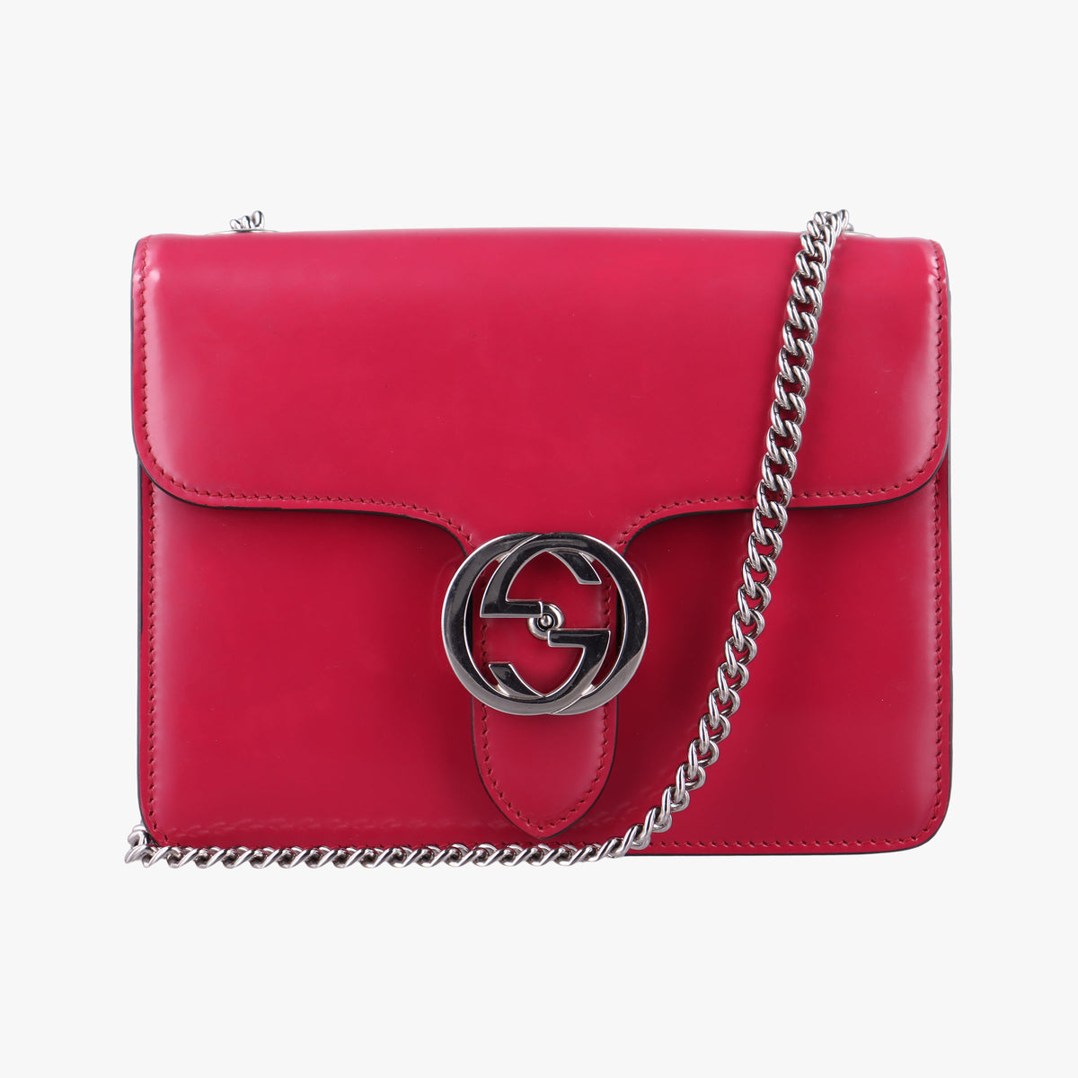 Pre-owned Gucci Interlocking G Rose Patent Leather 387609 shoulderbag | stylenewstar