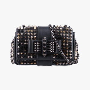 Pre-owned Christian Louboutin Sweet Charity Scarabe Spike Black Leather  shoulderbag | stylenewstar