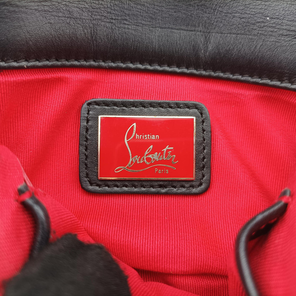 Pre-owned Christian Louboutin Sweet Charity Scarabe Spike Black Leather  shoulderbag | stylenewstar