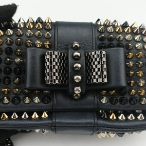 Pre-owned Christian Louboutin Sweet Charity Scarabe Spike Black Leather  shoulderbag | stylenewstar