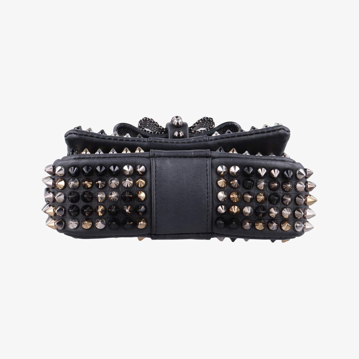 Pre-owned Christian Louboutin Sweet Charity Scarabe Spike Black Leather  shoulderbag | stylenewstar