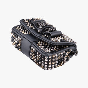 Pre-owned Christian Louboutin Sweet Charity Scarabe Spike Black Leather  shoulderbag | stylenewstar