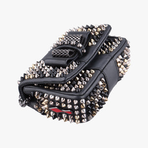 Pre-owned Christian Louboutin Sweet Charity Scarabe Spike Black Leather  shoulderbag | stylenewstar