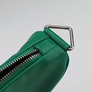 Pre-owned Prada triangle embossed logo Green Leather 1BH190 shoulderbag | stylenewstar