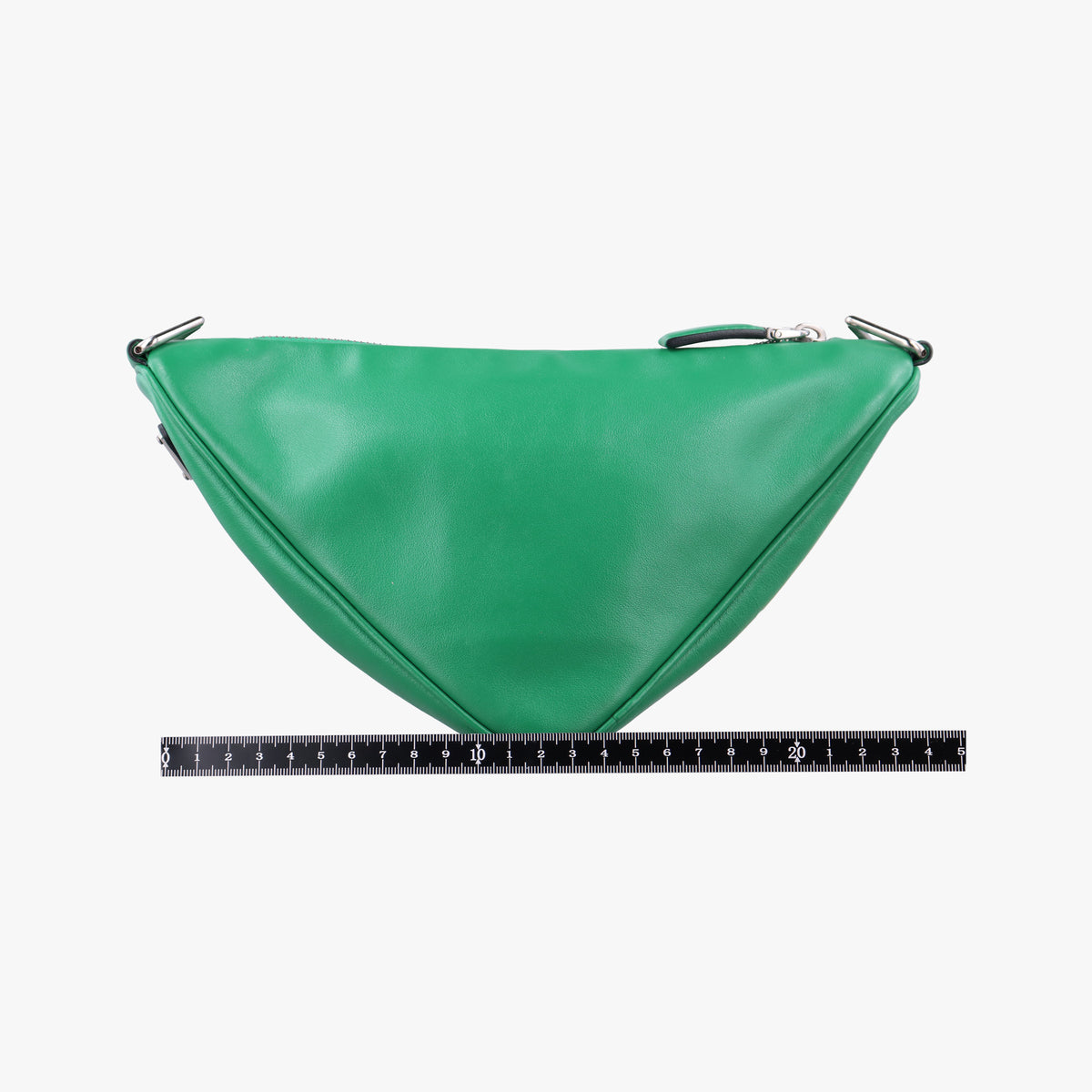 Pre-owned Prada triangle embossed logo Green Leather 1BH190 shoulderbag | stylenewstar