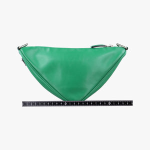Pre-owned Prada triangle embossed logo Green Leather 1BH190 shoulderbag | stylenewstar