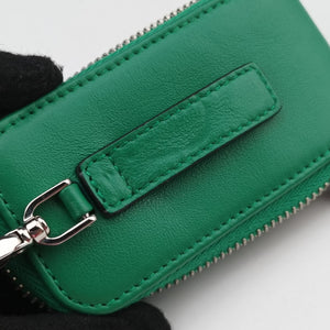 Pre-owned Prada triangle embossed logo Green Leather 1BH190 shoulderbag | stylenewstar