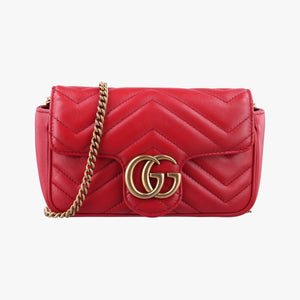 Pre-owned Gucci GG Marmont Red Leather 476433 shoulderbag | stylenewstar