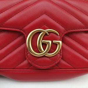Pre-owned Gucci GG Marmont Red Leather 476433 shoulderbag | stylenewstar