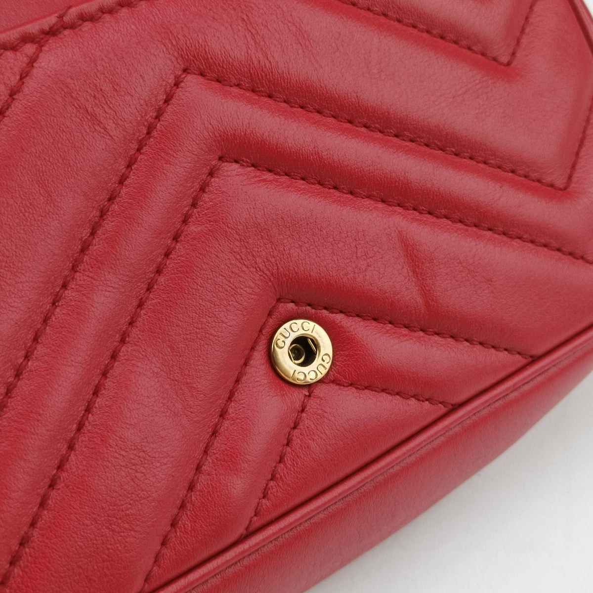 Pre-owned Gucci GG Marmont Red Leather 476433 shoulderbag | stylenewstar