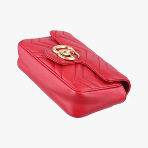 Pre-owned Gucci GG Marmont Red Leather 476433 shoulderbag | stylenewstar