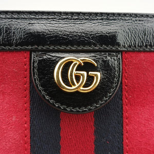 Pre-owned Gucci Ophidia Red×black suede×leather 503876 shoulderbag | stylenewstar