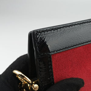 Pre-owned Gucci Ophidia Red×black suede×leather 503876 shoulderbag | stylenewstar