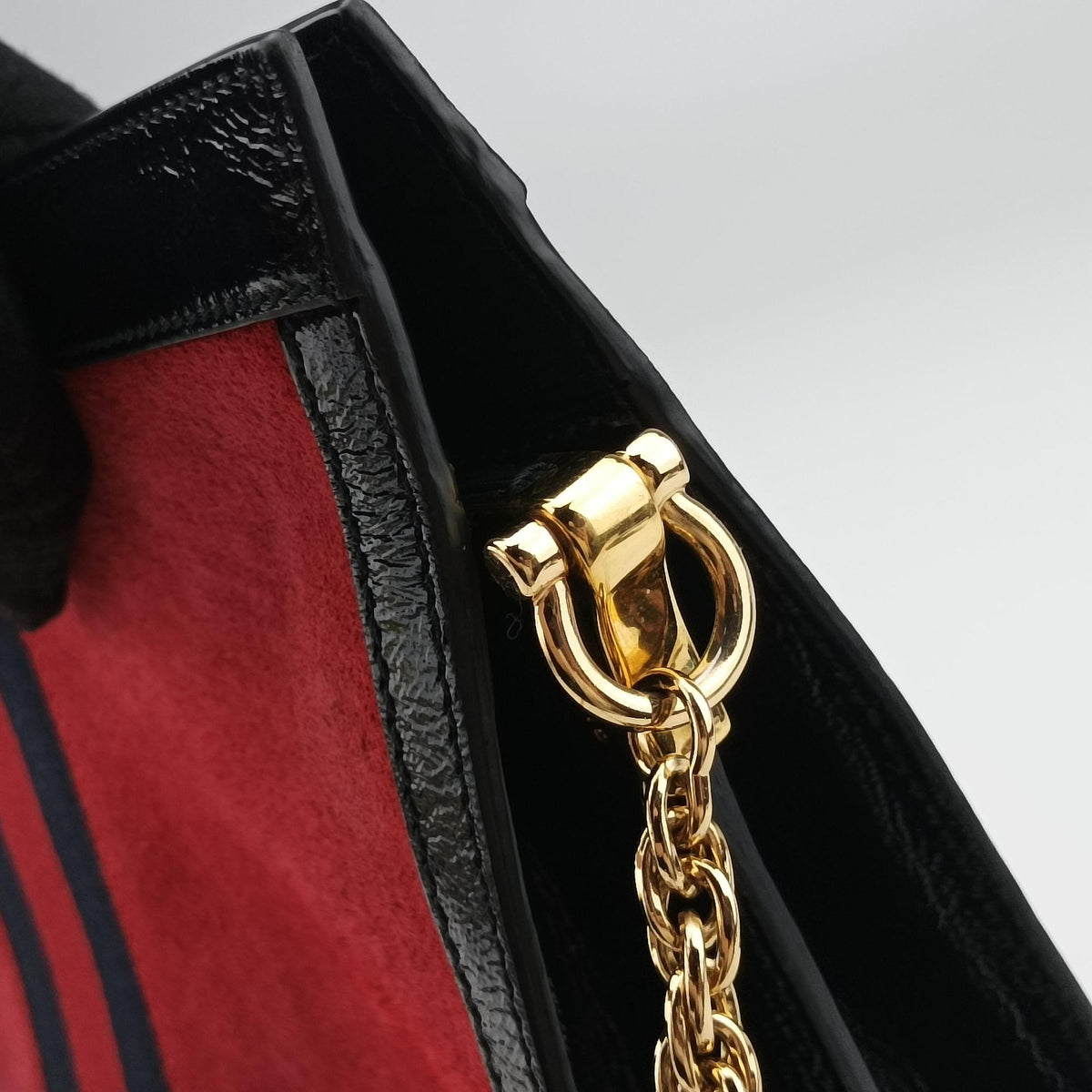 Pre-owned Gucci Ophidia Red×black suede×leather 503876 shoulderbag | stylenewstar