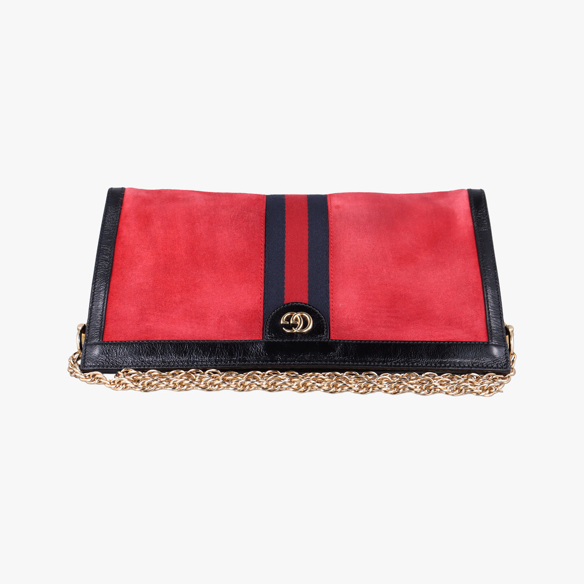 Pre-owned Gucci Ophidia Red×black suede×leather 503876 shoulderbag | stylenewstar