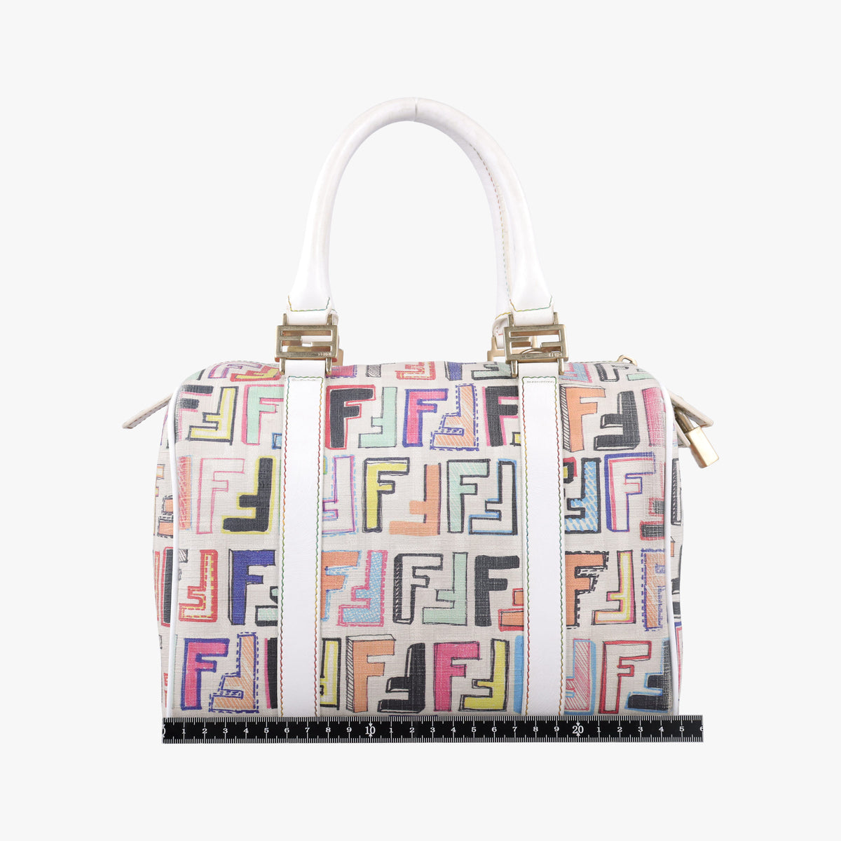 Vintage Fendi Zucca Boston White x Multicolor PVC coated canvas 8BL068 handbag | stylenewstar