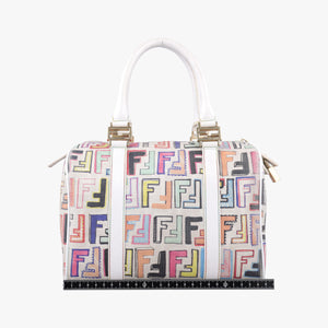 Vintage Fendi Zucca Boston White x Multicolor PVC coated canvas 8BL068 handbag | stylenewstar