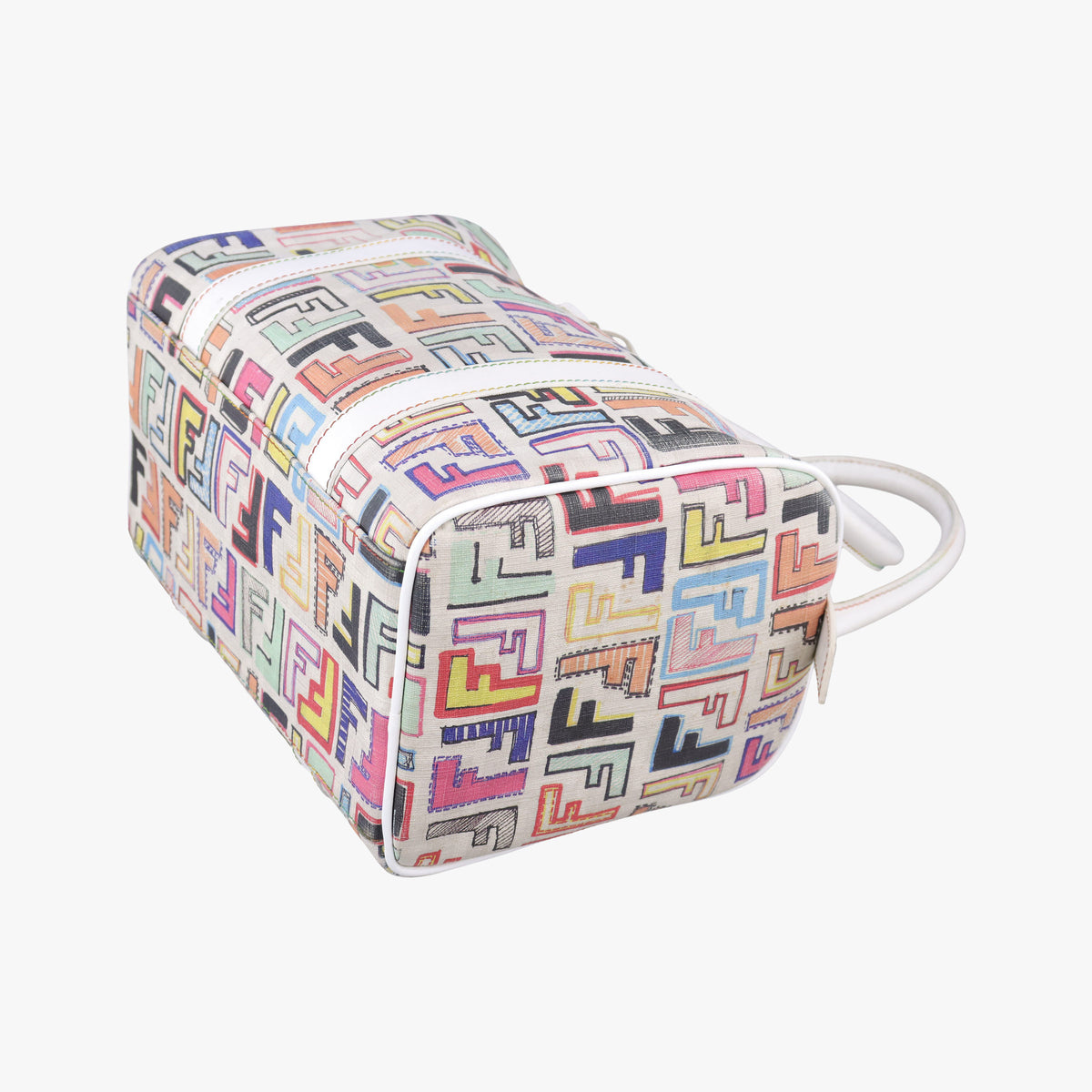Vintage Fendi Zucca Boston White x Multicolor PVC coated canvas 8BL068 handbag | stylenewstar