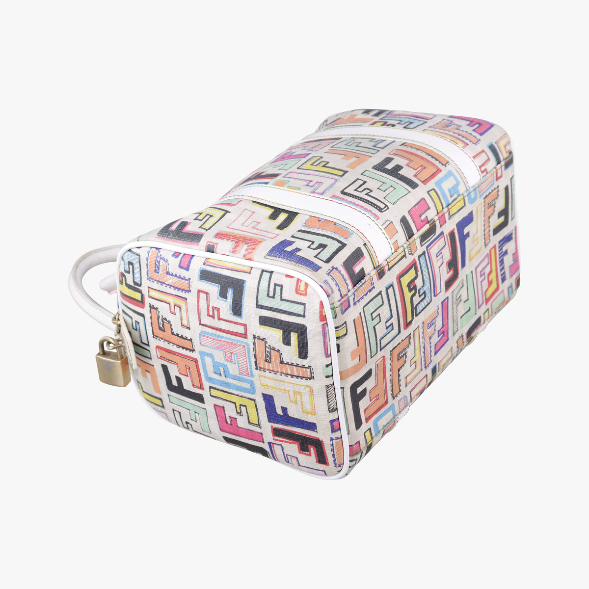 Vintage Fendi Zucca Boston White x Multicolor PVC coated canvas 8BL068 handbag | stylenewstar
