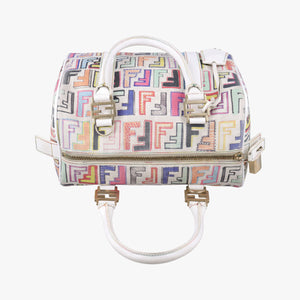 Vintage Fendi Zucca Boston White x Multicolor PVC coated canvas 8BL068 handbag | stylenewstar