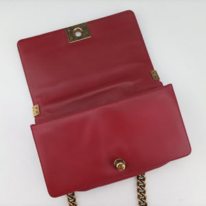 Pre-owned Chanel BOY CHANEL Red Leather A66713 shoulderbag | stylenewstar