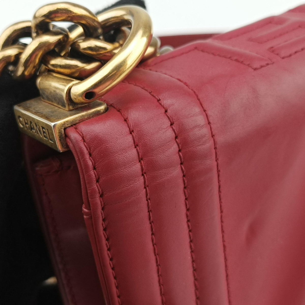 Pre-owned Chanel BOY CHANEL Red Leather A66713 shoulderbag | stylenewstar