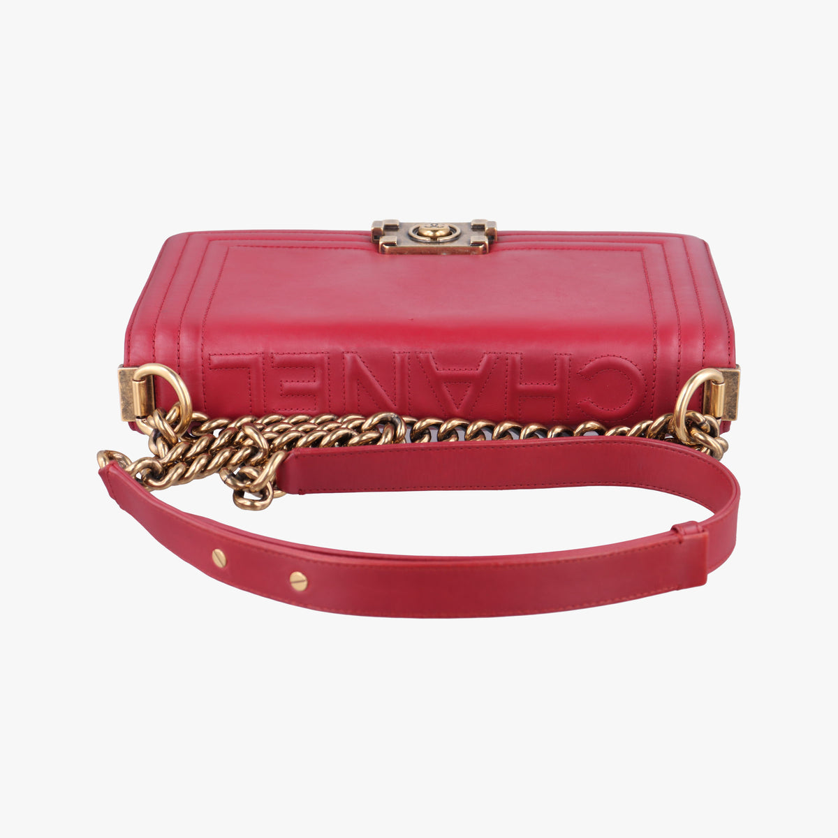 Pre-owned Chanel BOY CHANEL Red Leather A66713 shoulderbag | stylenewstar