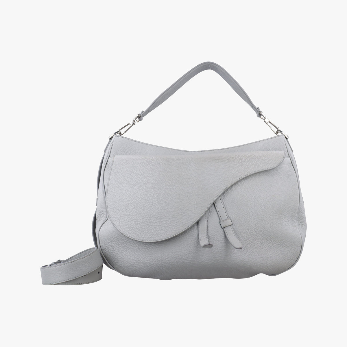 Pre-owned Christian Dior Saddle Grey Leather  shoulderbag | stylenewstar