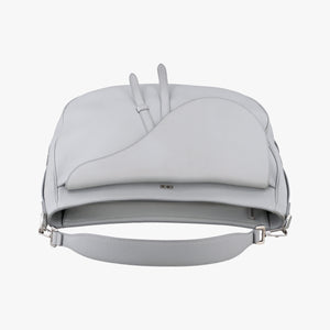 Pre-owned Christian Dior Saddle Grey Leather  shoulderbag | stylenewstar