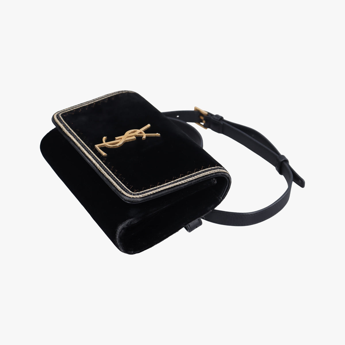 Pre-owned Yves Saint Laurent KATE Black velour 534396 bum bag/waist bag | stylenewstar