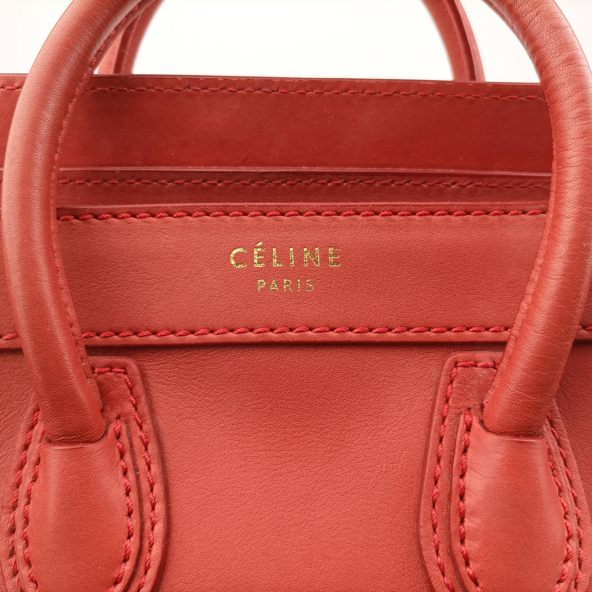 Pre-owned Celine luggage nano shopper Orange Leather  shoulderbag | stylenewstar