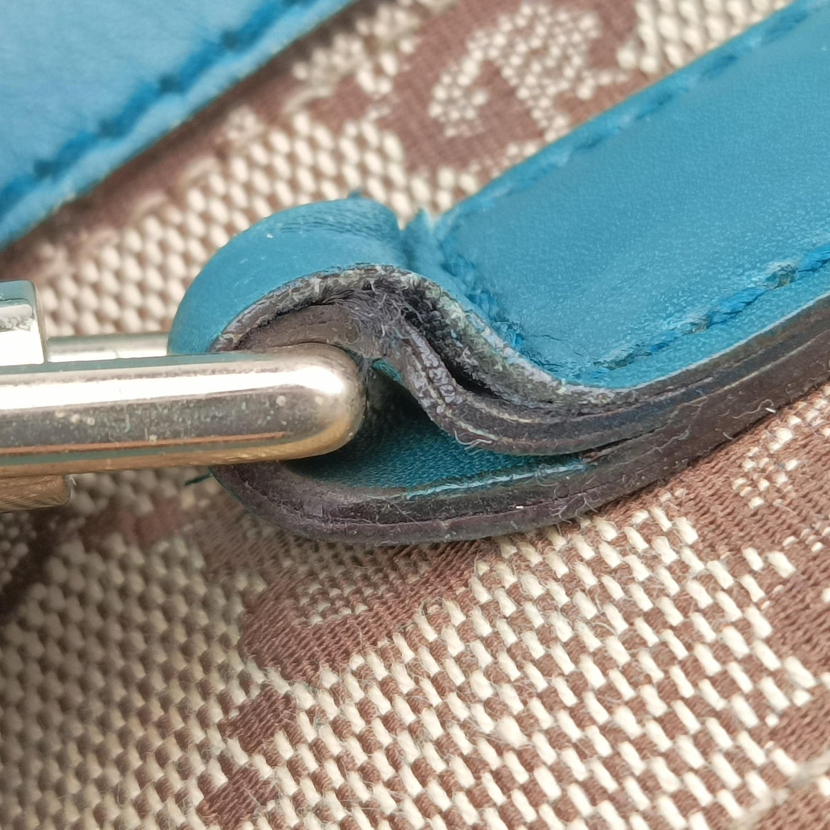Pre-owned Gucci New Jackie Blue×Green Leather×canvas 124407 shoulderbag | stylenewstar