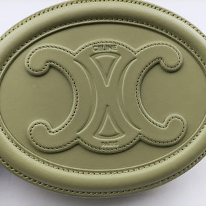 Pre-owned Celine Oval Purse Cuir Triomphe Green Leather  shoulderbag | stylenewstar