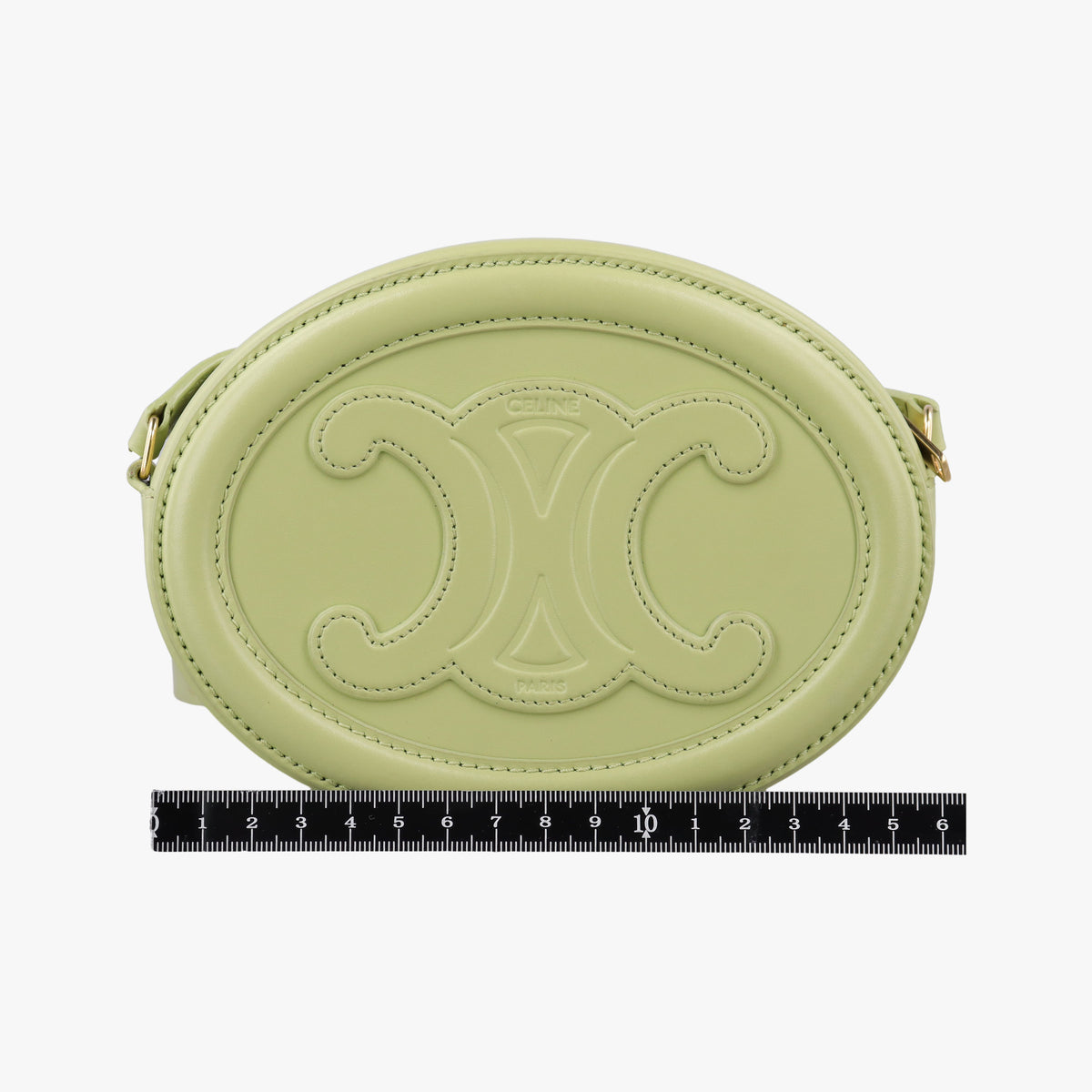 Pre-owned Celine Oval Purse Cuir Triomphe Green Leather  shoulderbag | stylenewstar
