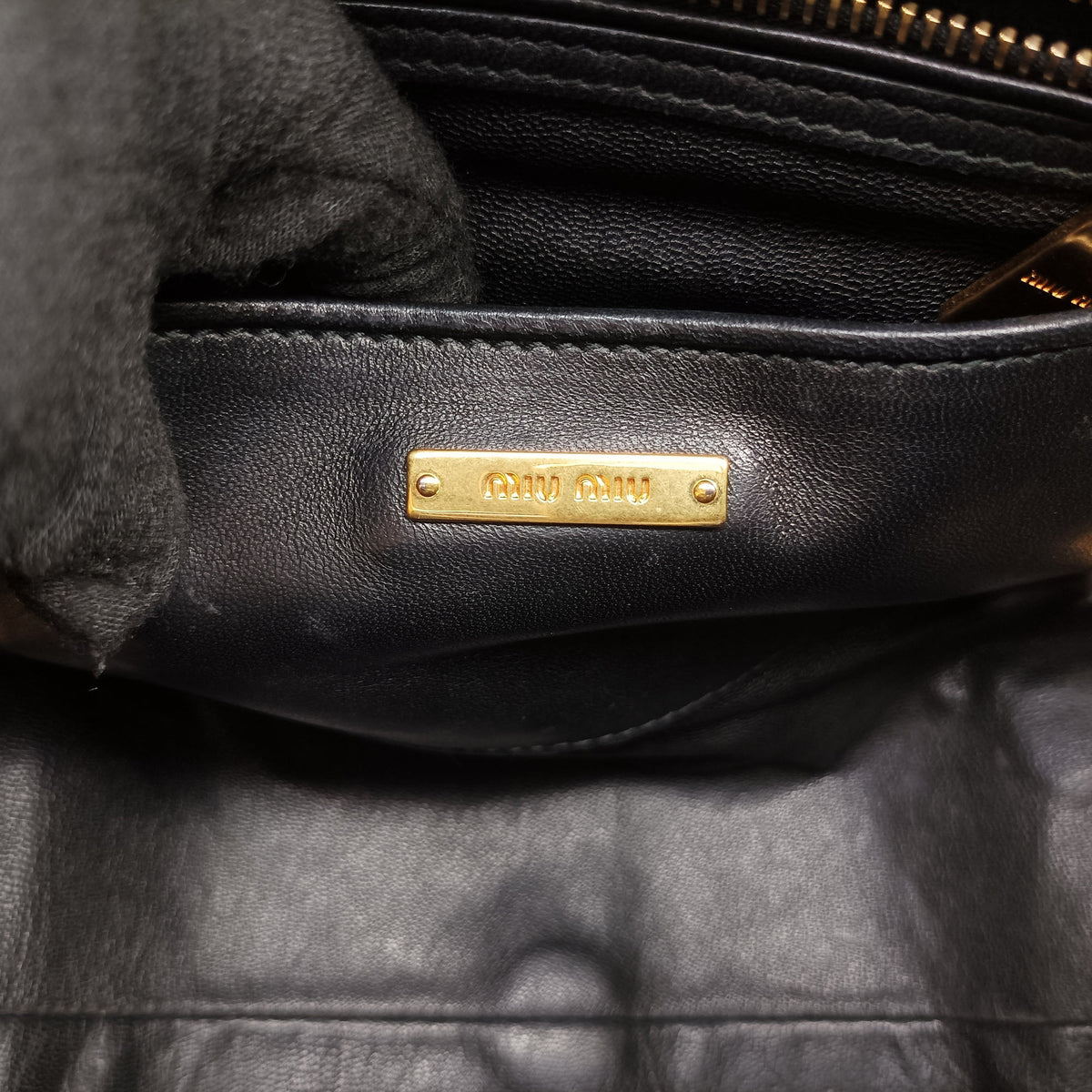 Pre-owned Miu Miu Biker Blue Leather x Denim  handbag | stylenewstar
