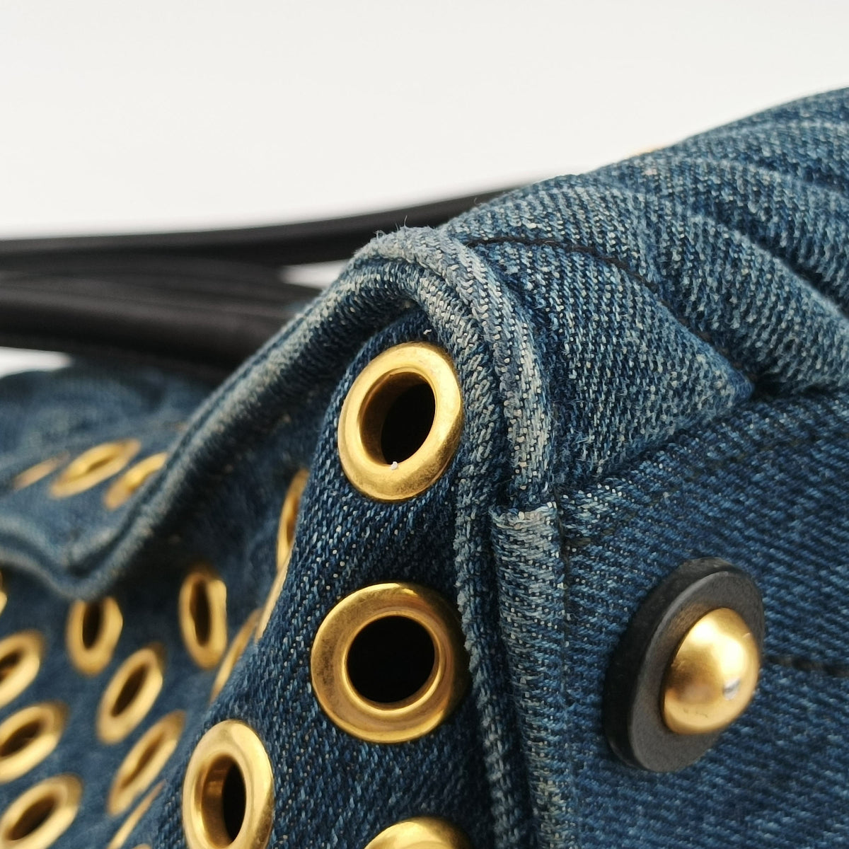 Pre-owned Miu Miu Biker Blue Leather x Denim  handbag | stylenewstar