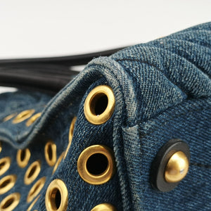 Pre-owned Miu Miu Biker Blue Leather x Denim  handbag | stylenewstar