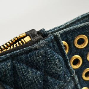 Pre-owned Miu Miu Biker Blue Leather x Denim  handbag | stylenewstar
