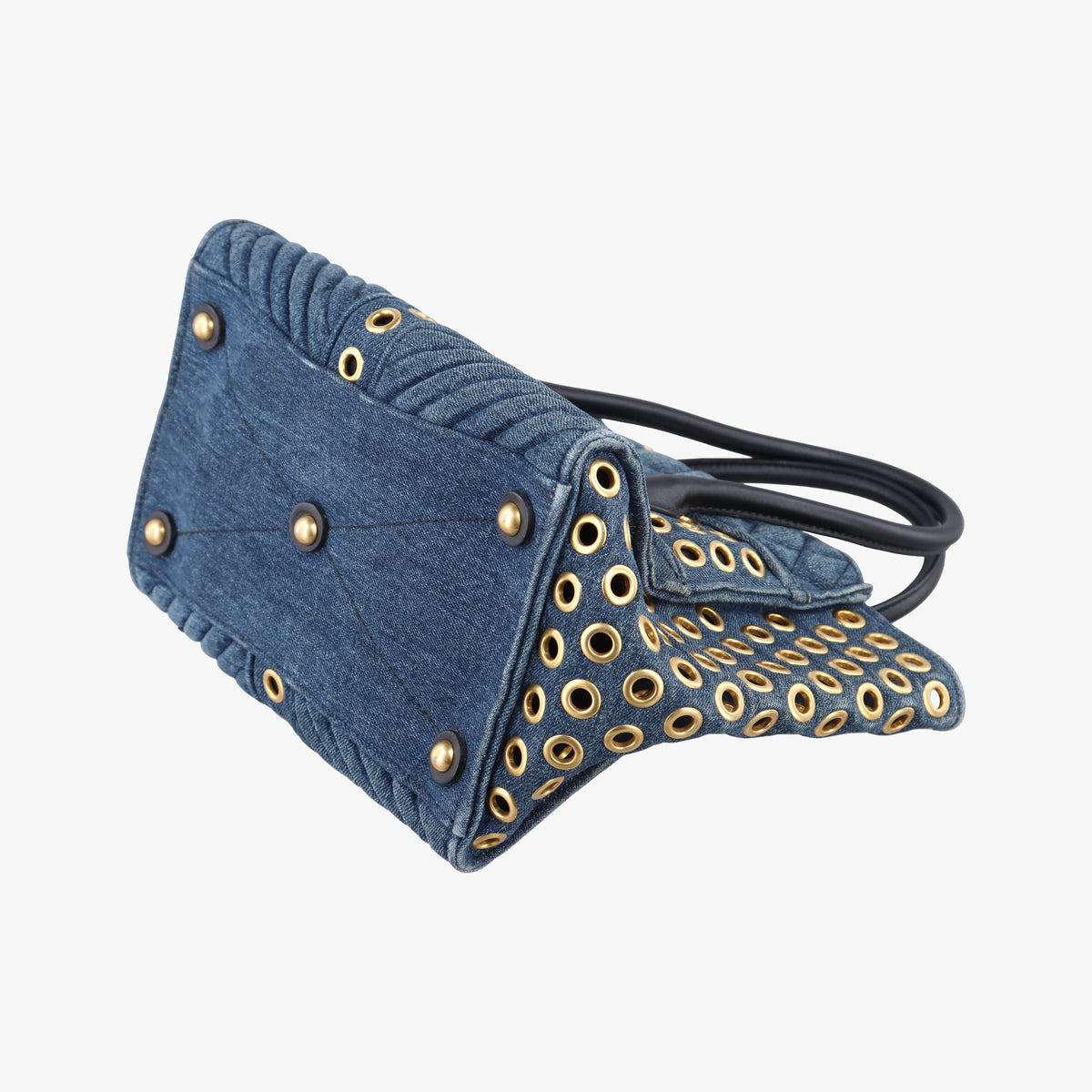 Pre-owned Miu Miu Biker Blue Leather x Denim  handbag | stylenewstar