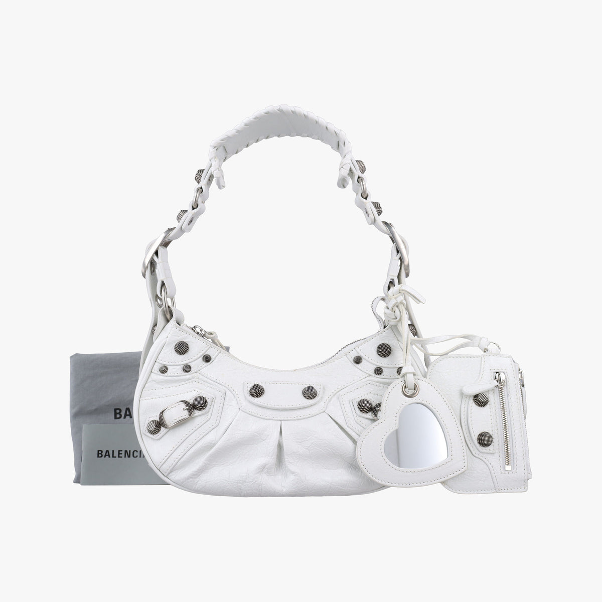 Pre-owned Balenciaga Le Cagole White lambskin  shoulderbag | stylenewstar