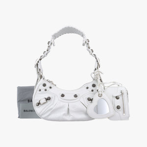 Pre-owned Balenciaga Le Cagole White lambskin  shoulderbag | stylenewstar