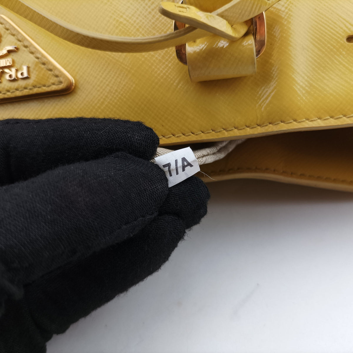 Vintage Prada Galleria Yellow Patent BN1874 handbag | stylenewstar