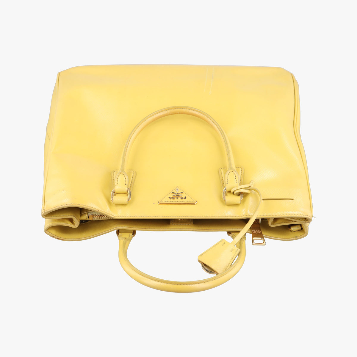 Vintage Prada Galleria Yellow Patent BN1874 handbag | stylenewstar