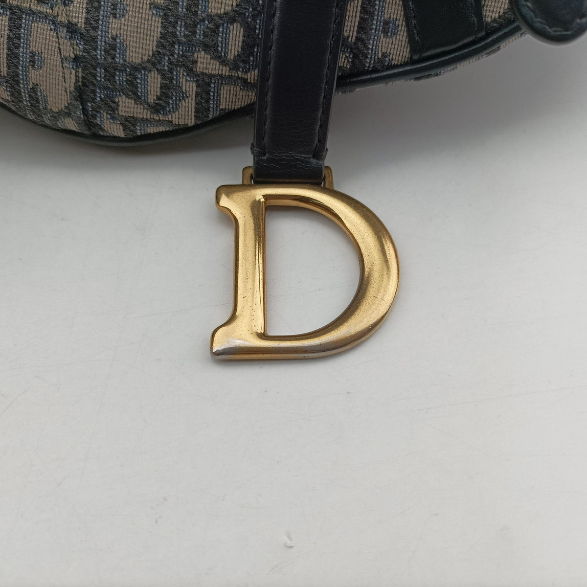 Pre-owned Christian Dior Saddle Navy Jacquard × Leather  handbag | stylenewstar